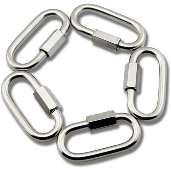 M6 rostfritt stål Quick Link D-Shape Snap Hook Links Pack om 5