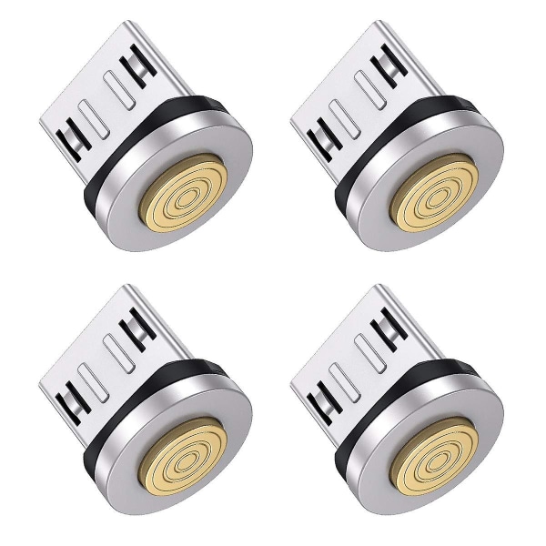 5Pin Micro USB Snabbladdning Magnetisk Laddningskabel Adapter [4-Pack], Magnetisk kontakt Spetshuvuden 360° roterande magnetisk kontakt för Micro USB -enheter