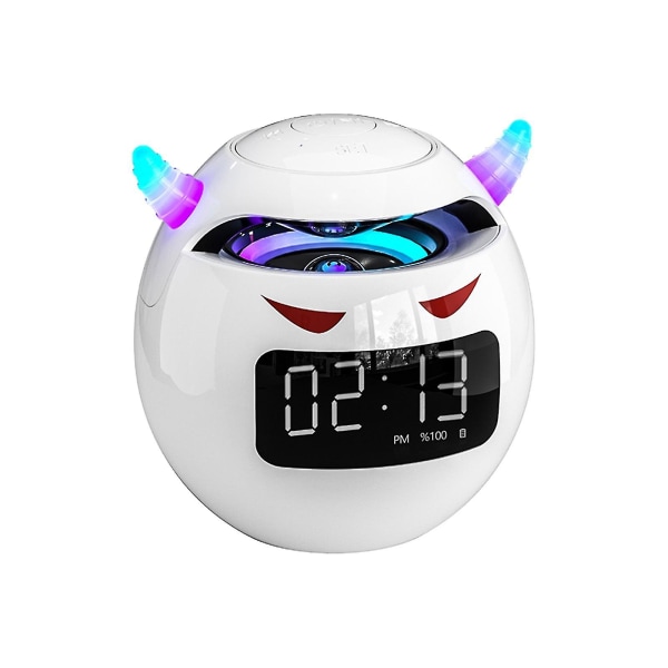 Sajy Bluetooth högtalare Desktop Audio Bedside Alarm Clock Subwoofer Mini White