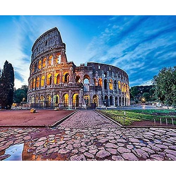 Gör-det-själv 5d Diamond painting Byggnader Upplyst Colosseum Skymning Rom Roma Colosseum Historiskt Vuxna Barn Full Borr Strass Korsstygn Konst C 131267 11.8x15.7 inch