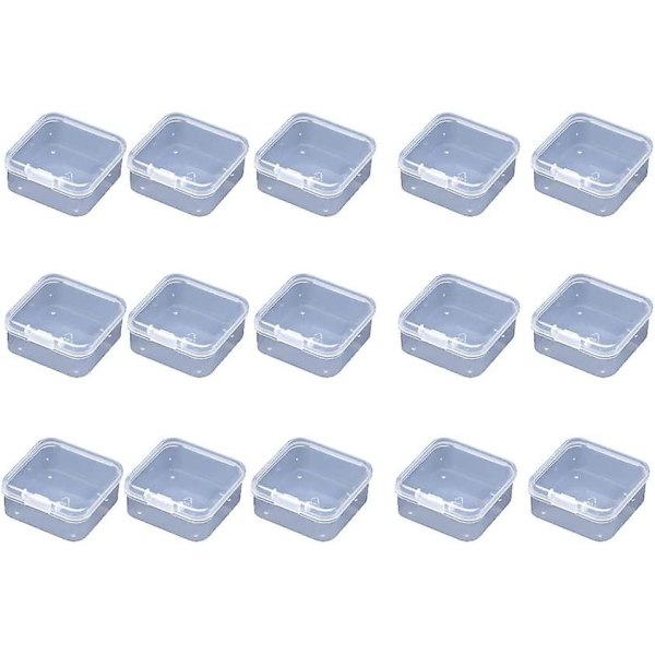 Transparent fyrkantig förvaringslåda i plast med cover (6,4 X 6,4 cm) 15 stycken (4-dw)
