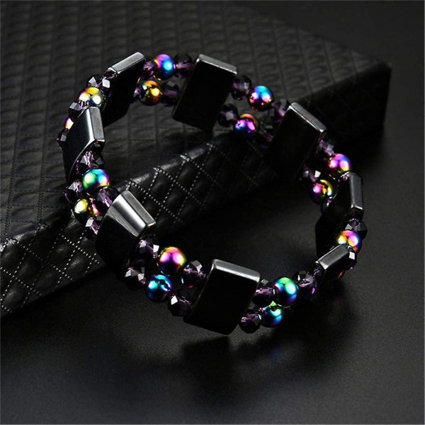 Kreative Armbånd til Kvinder Mænd Dobbeltlags Sort Galdesteinarmbånd Farverige Perler Armbånd (3-c-6)