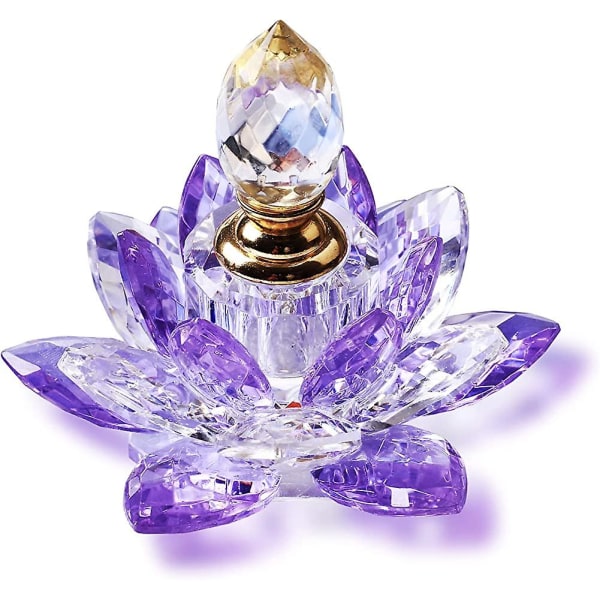 Kristall påfyllningsbar parfymflaskor Lila Lotus Flower Glas dekorativ prydnad