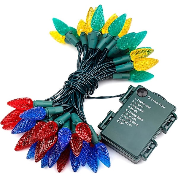 Solar Christmas Lights Outdoor C6 Strawberry String Lights, Multicolor