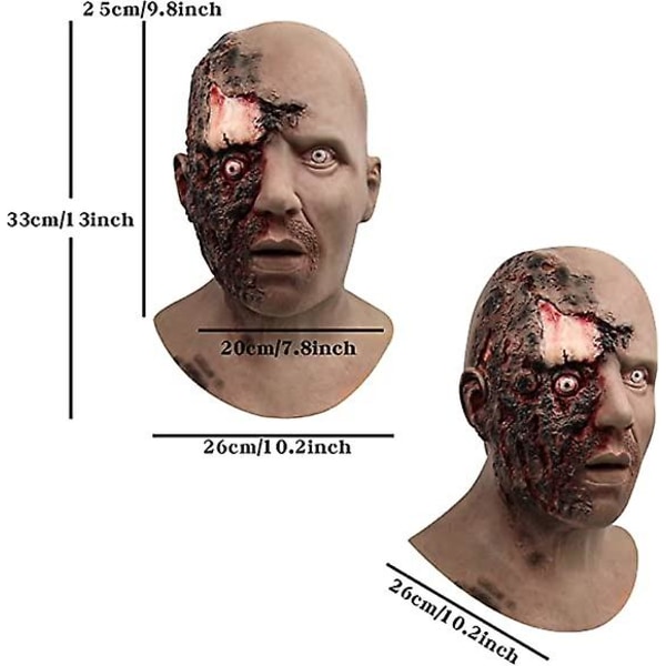 Ghyt Zombies Blood Mask Skrämmande Mask Halloween Rottenface Inget hår Skrämmande Halloween Blood Cosplay Mask Kostym Rekvisita Helhuvud Latexmask Walking Dead Mask