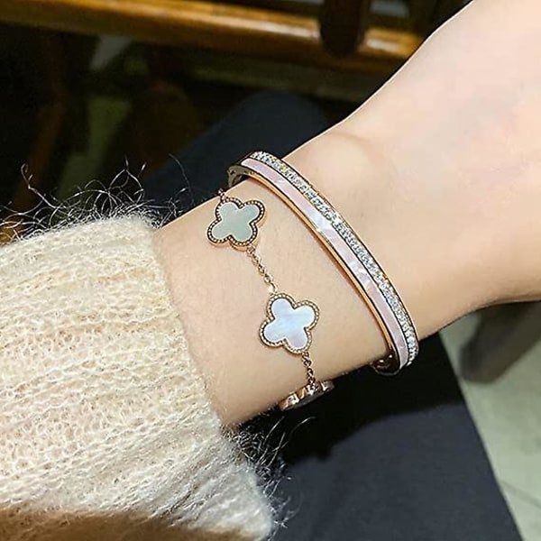 1 st-blad Clover Five Flower Armband Kvinnlig Clover Peacock Vit Pärlemor 18k Rose Gold Armband