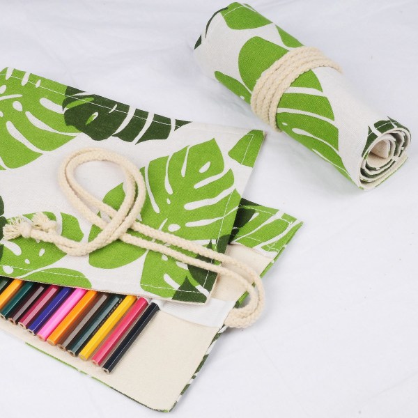 Canvas case, 72 hål färgpennasrullehållare förvaringspåse för artistgreen(4-d-1) color 1