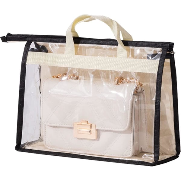 3st handväska set, synliga genomskinliga dammpåsar för handväskor, mångsidigt hängande handväskaskydd med dragkedja och handtag (di Man)
