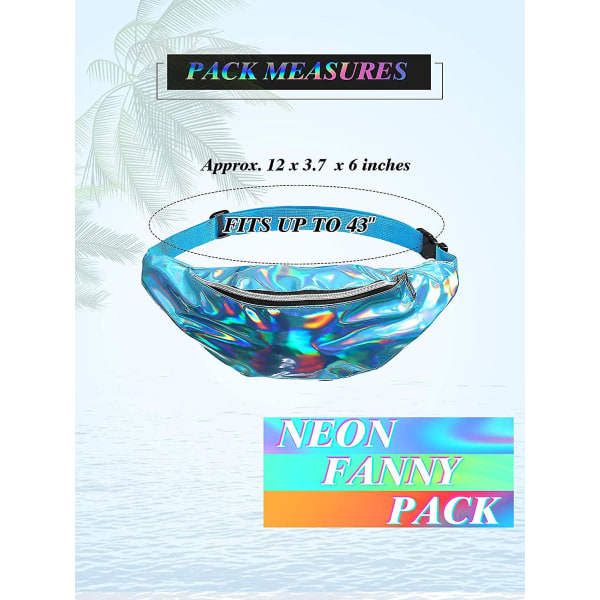 6 Stykker Holografiske Lommebelter Neon Bachelorette Rave Lommebelte Sett (d-583-a)