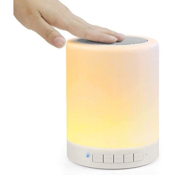 Touch sänglampa med Bluetooth högtalare, peksensorkontroll nattlampa, dimbar varm nattlampa och färgglada lampor (d-v2)