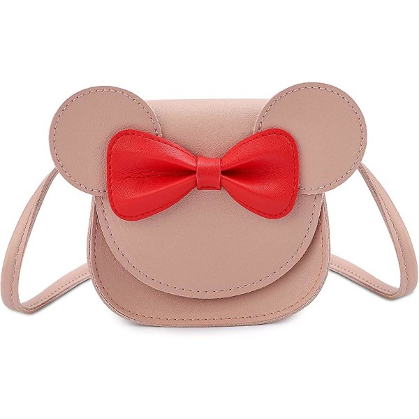 Små flickor Handväskor Mini-axelväskor för barn med rosettknut, söt mus öronklaff Crossbody-väska för toddler 2st