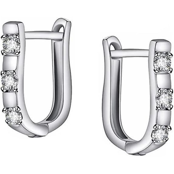 2 par Fancy Zircon U Form Örhängen Glänsande Pierced Stud Örhängen Eleganta örhängen Smycken För Kvinnor Flickor