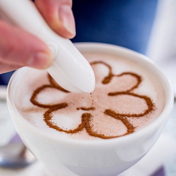 Cafe Tegnepen Barista Værktøjer Cappuccino Latte Art Kaffe Tamper Kaffe Maleri Dekorationsskabelon White