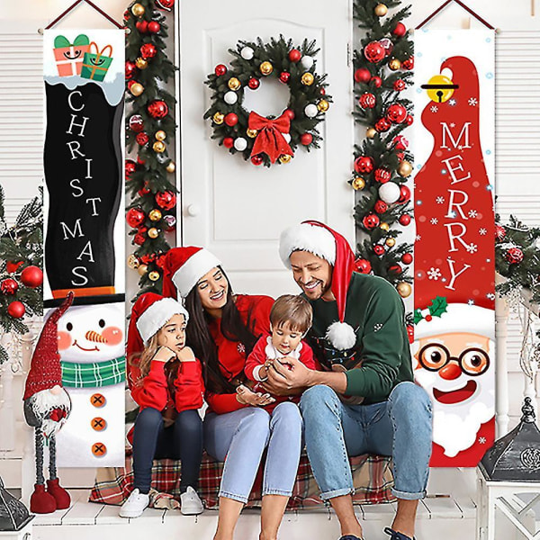 Merry Christmas Outdoor Banner Hängande skylt Hem Xmas Decors Ornaments A