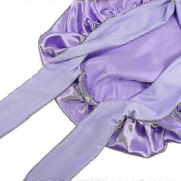 Satin Sovehætte med Bindebånd Nathue Purple