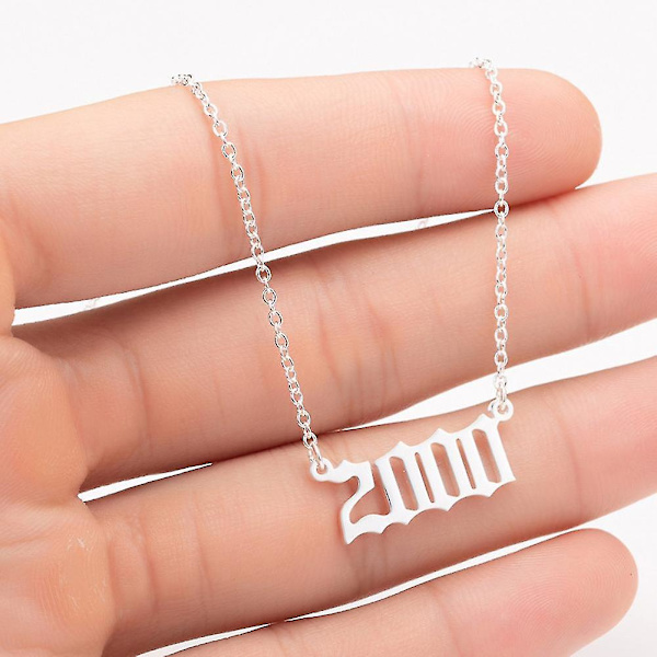 1980-2019 Birth Year Number Charm Pendant Stainless Steel Chain Necklace Jewelry Silver 2013