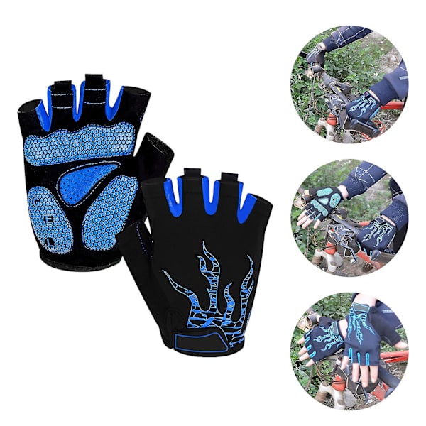 1 par Antisladd Half Finger Ridhandskar Lycra Svettabsorberande Cykelhandskar Sporttillbehör Black With White M