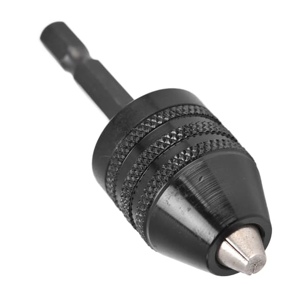 Nøglefri borepatron slagskruetrækker bit adapter konverter 3 kæber 1/4in hex skaft 0,6‑8mm sort