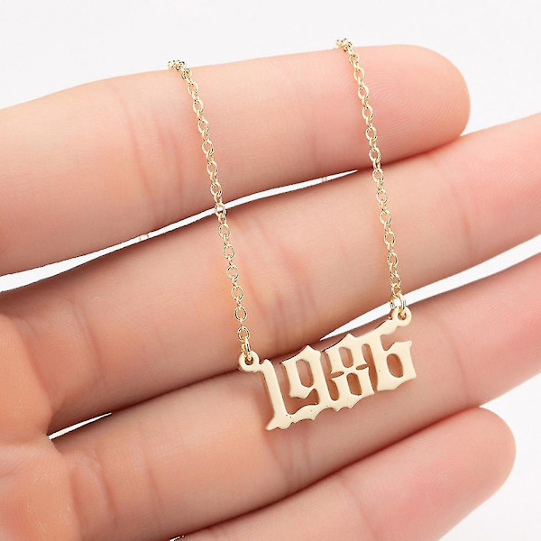 1980-2019 Birth Year Number Charm Pendant Stainless Steel Chain Necklace Jewelry Silver 2016