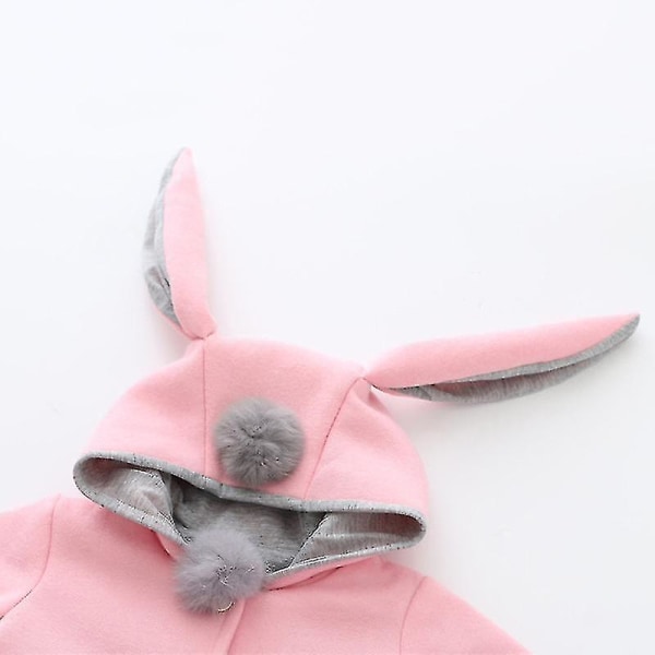 Hhcx-kids Baby Girl Bunny Rabbit Øre Hettejakke Vinter varmt yttertøy Pink 1-2 Years