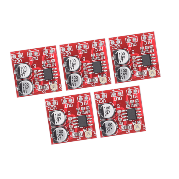 5-osainen elektreettimikrofonin vahvistinmoduuli säädettävällä vahvistuksella LM386 20-200x DC4V-12V