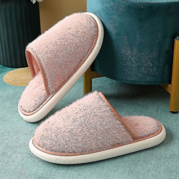 Hhcx-kvinners tøflervarme hustøfler for kvinner komfortable vintertøfler innendørs utendørs såler Pink