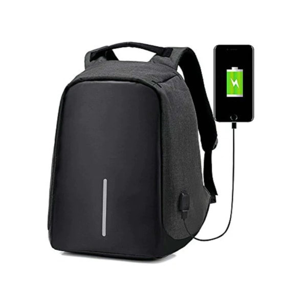 Stöldskyddad bärbar ryggsäck med USB laddningsport 15,6 tums bärbar dator - svart