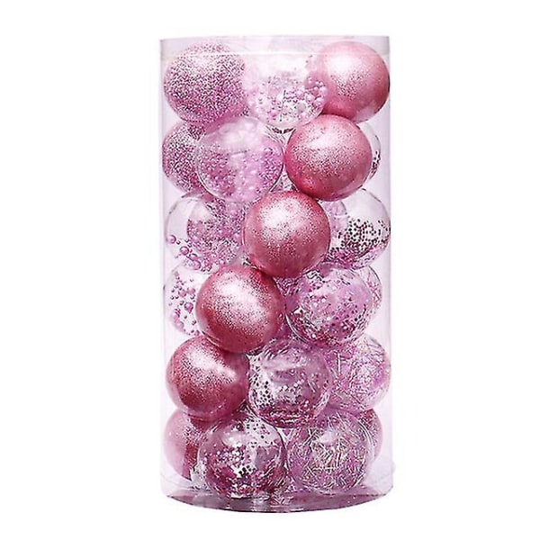 24stk/60mm juletre Ball anheng Ornament Ornament Party Rosa Pink