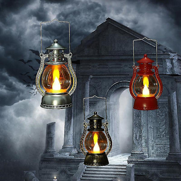 Halloween Stimulering Fotogen Lykta Prop Portabel Ljus Hand Lampa Lamp Dekoration Gold