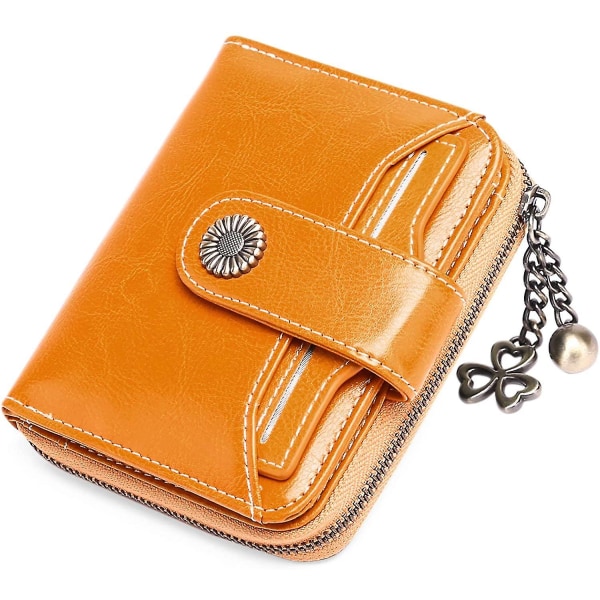 Naisten lompakko Nahkainen pieni kaksinkertainen kompakti naisten lompakko yellow