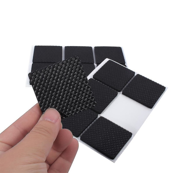 Sklisikker selvklebende gummifotputer Sort Funiture Stolputer Protector Gulvbeskyttere Square 12pcs