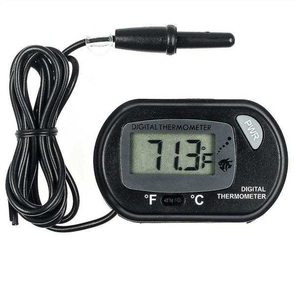 2 stk Lcd digitalt akvarietermometer med sonde og sugekop
