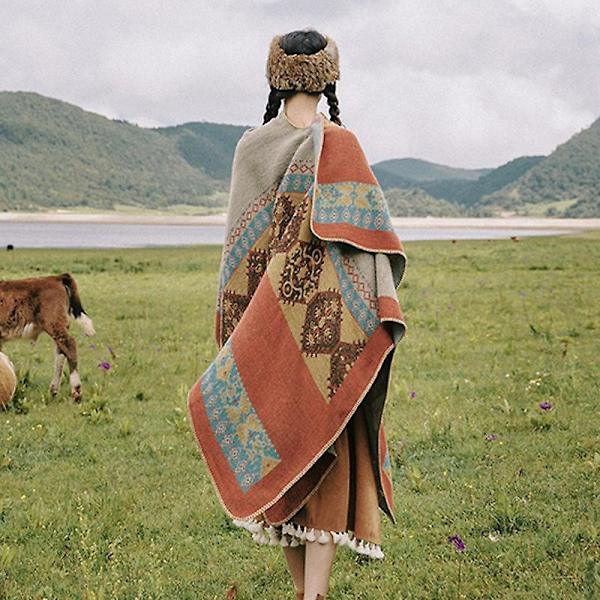 Huivi lämmin jäljitelmä kashmir poncho viitta orange 130*150cm