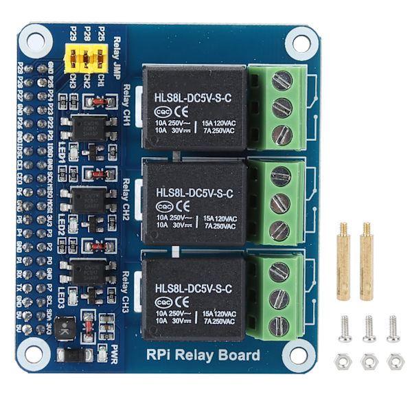 Relae-laajennusmoduuli Raspberry Pi 2b/3b/4B:lle (3 kanavaa)