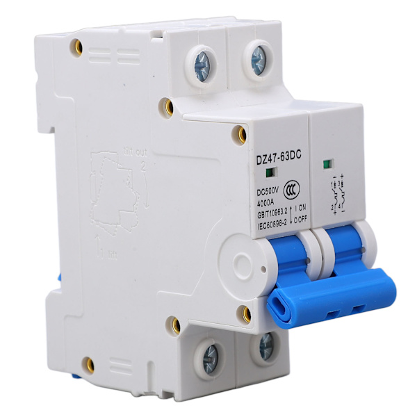 Opgraderet DC Miniature Strømafbryder 2P 500V 40A til Solcelle PV System Paneler Net