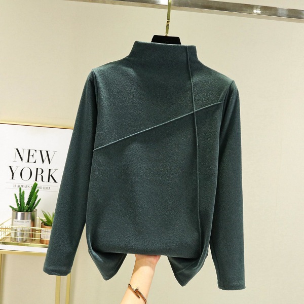 Kvinner Høst Vinter Langermet tykk T-skjorte Uformell Solid Turtleneck Myk Varm Basic Buttoming Pullover T-skjorter Rosa T-skjorter Topper XL grønn XL green