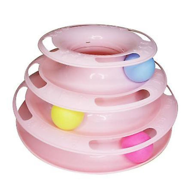 Cat Toys Interactive 3 Level Track Ball Kitty Toy Pink