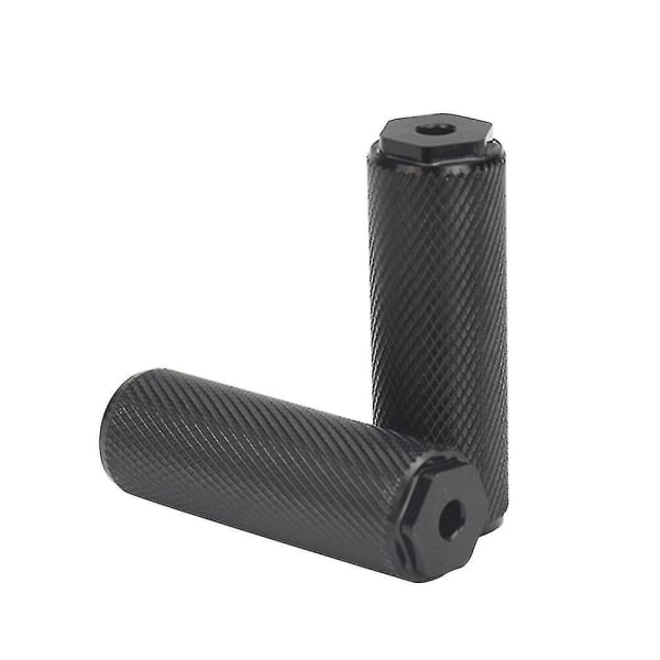 1 par aluminiumlegering cykelpedalcykel robust cylinder sätesaxel Stuntpinnar Mountainbiketillbehör med 6 mm skruvar och verktyg - litet hål (svart)