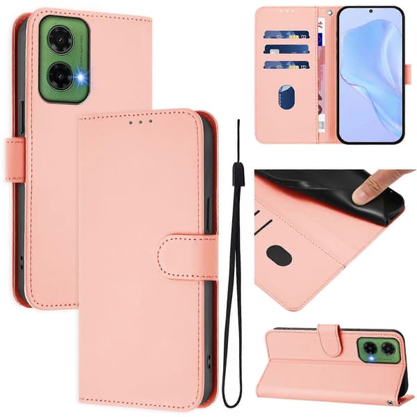 【BQ】Lanyard PU-deksel til Motorola Moto G35 Pink