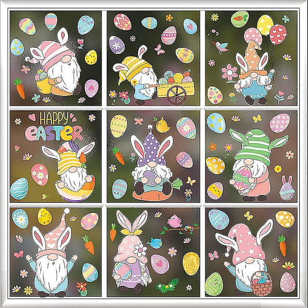 Easter Window Stickers, Easter Decorations 9 Sheets Easter Bunny Window Clings Pvc Static Stickers B
