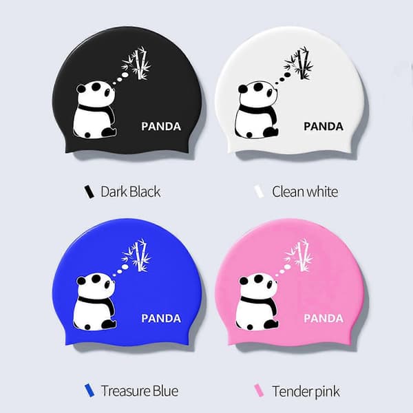 【BQ】Bekväm, högelastisk simmössa, tecknad panda-tryck silikon simmössa, vattentät simmössa - Vit En storlek White One size