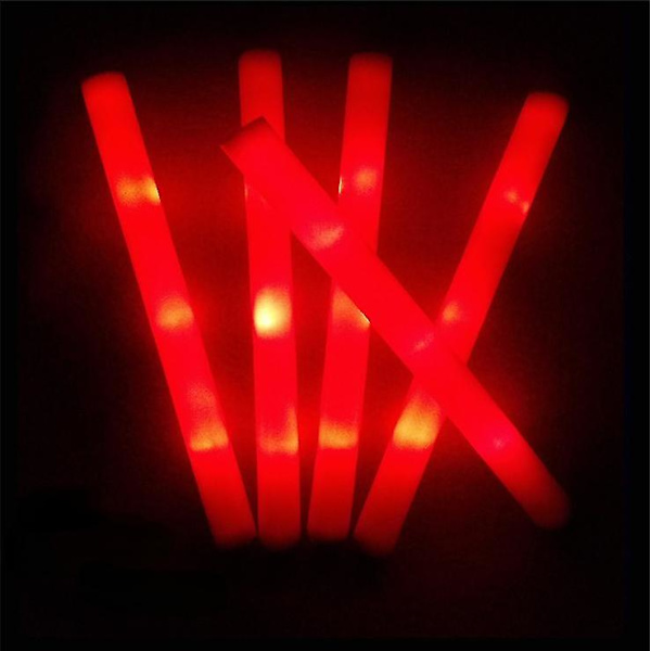10 st Light-up Led Färgglada Foam Sticks Sponge Glow Sticks Batonger Glow Wands Blinkande ljus Stick Party Cheer Supplies Red
