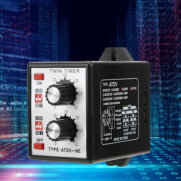 Knappkontroll Tidsrelä På Av Timerrelä Multi-Sektion ATDV-NE AC110V/220V