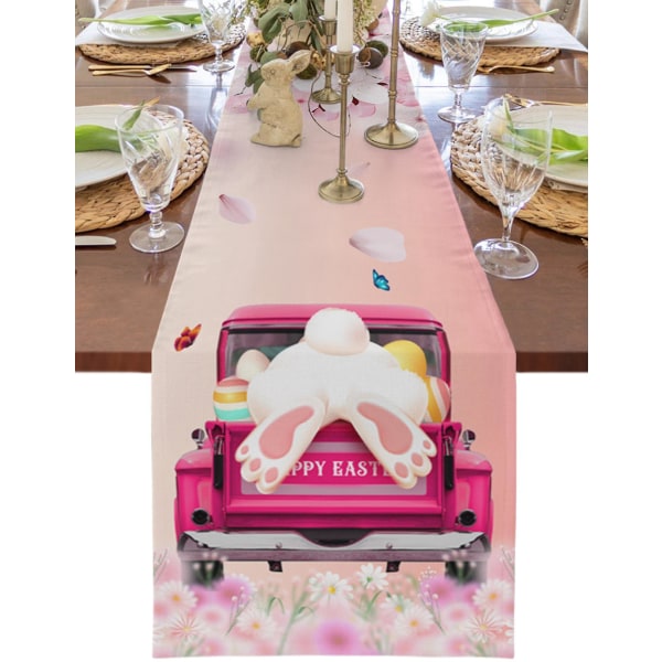 Pääsiäisauto Bunny Cherry Blossom Butterfly Table Runner Hääjuhlapöytäkoristeet Kotilahjaksi Favor Placematto Pöytäliina