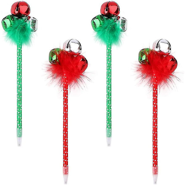 4-pakning glatt jul jingle Bells fjær blekkpenner for barn kulepenn