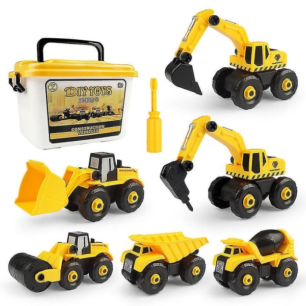 Demontera Byggfordon Grävmaskiner Lastbil Leksak Gör det själv Bygga Pedagogiska presentleksaker för pojkar Flickor