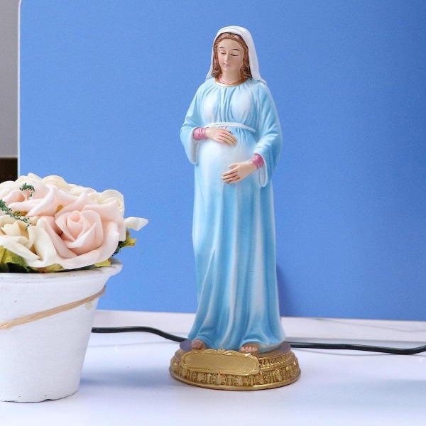 Staty Jungfru Maria gravid Dekoration Guds Moder Handgjord Religiös Nej A -