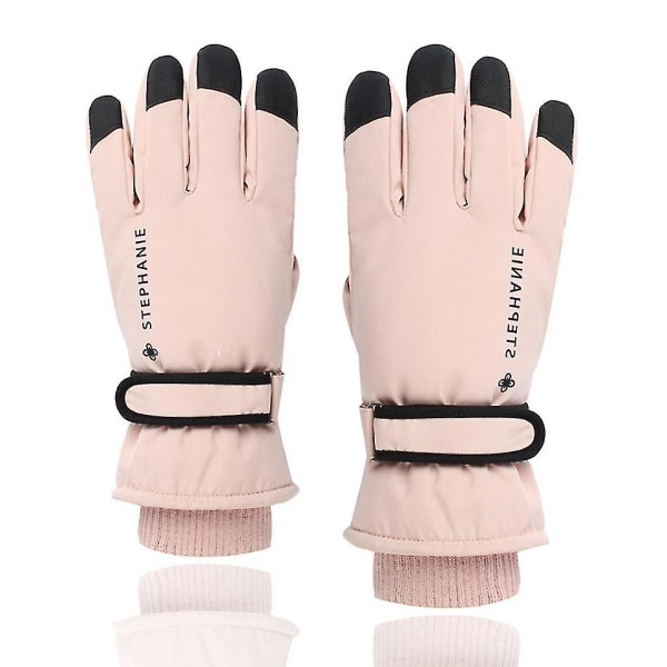 (pink) Velvet Thickened Waterproof Touch Screen Non-slip Gloves