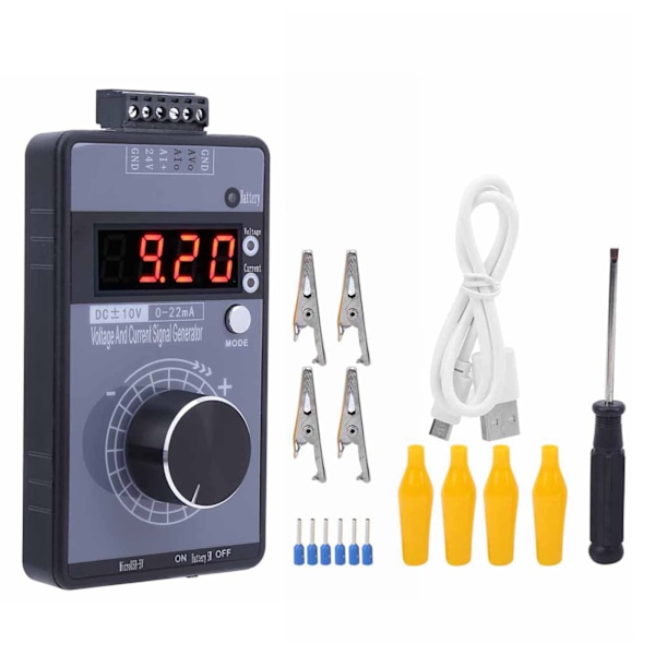 Spennings- og strømsignalgenerator med DC 0-10V og 0/0-22mA grensesnitt, analog simulator med 4-sifret display for PLC-panel feilsøking