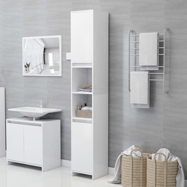 【BQ】vidaXL Baderomsskap hvit 30x30x183,5 cm konstruert tre White Vit